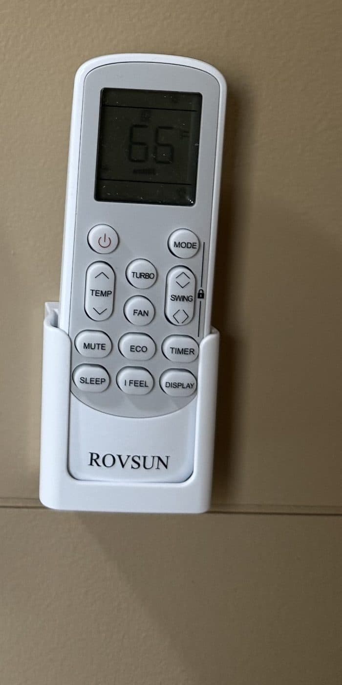 Close-up of the heating and cooling remote control